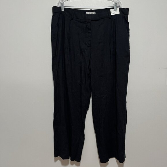 Abercrombie & Fitch NWT High Rise Ultra Wide Leg Linen Blend Black Pants Size 34 - Picture 2 of 8